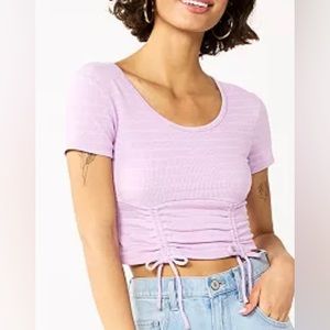 NY•LA Adult Small Cute Purple Floral Laced Top